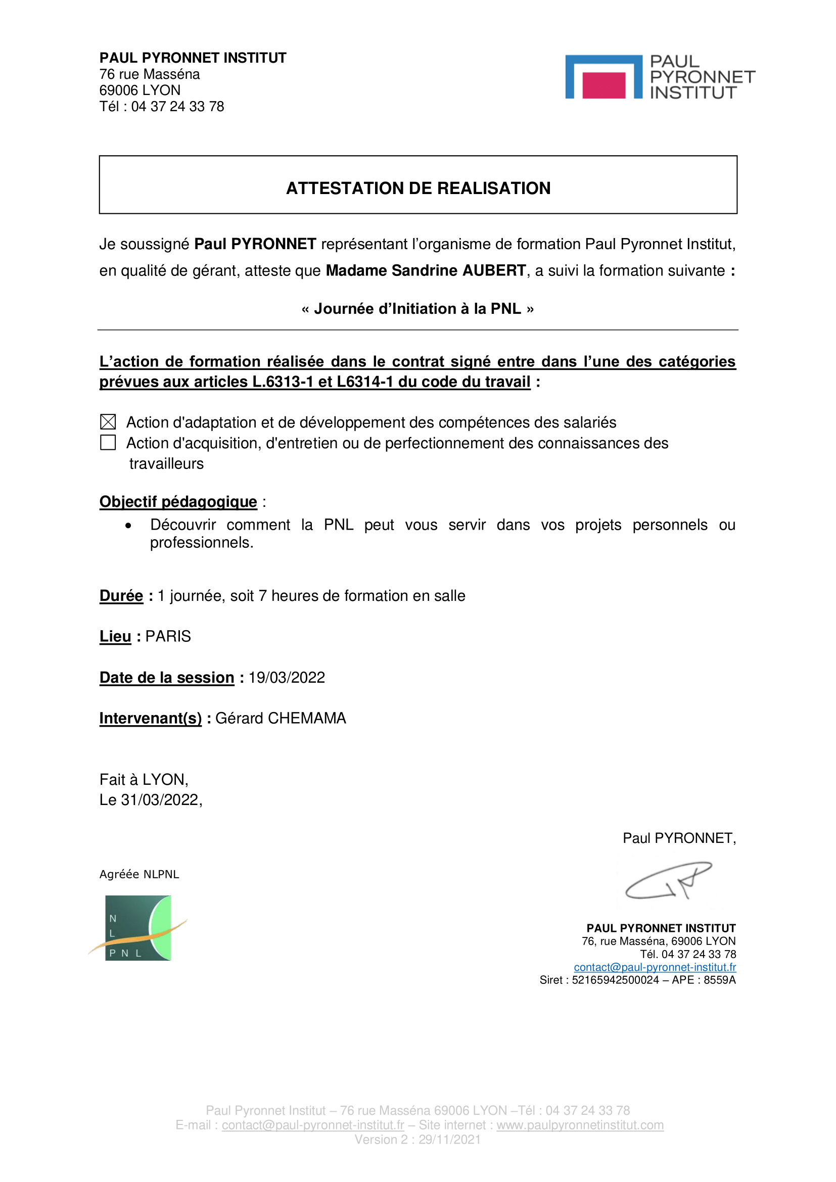 Attestation Formation PNL (Pyronnet PARIS)-1
