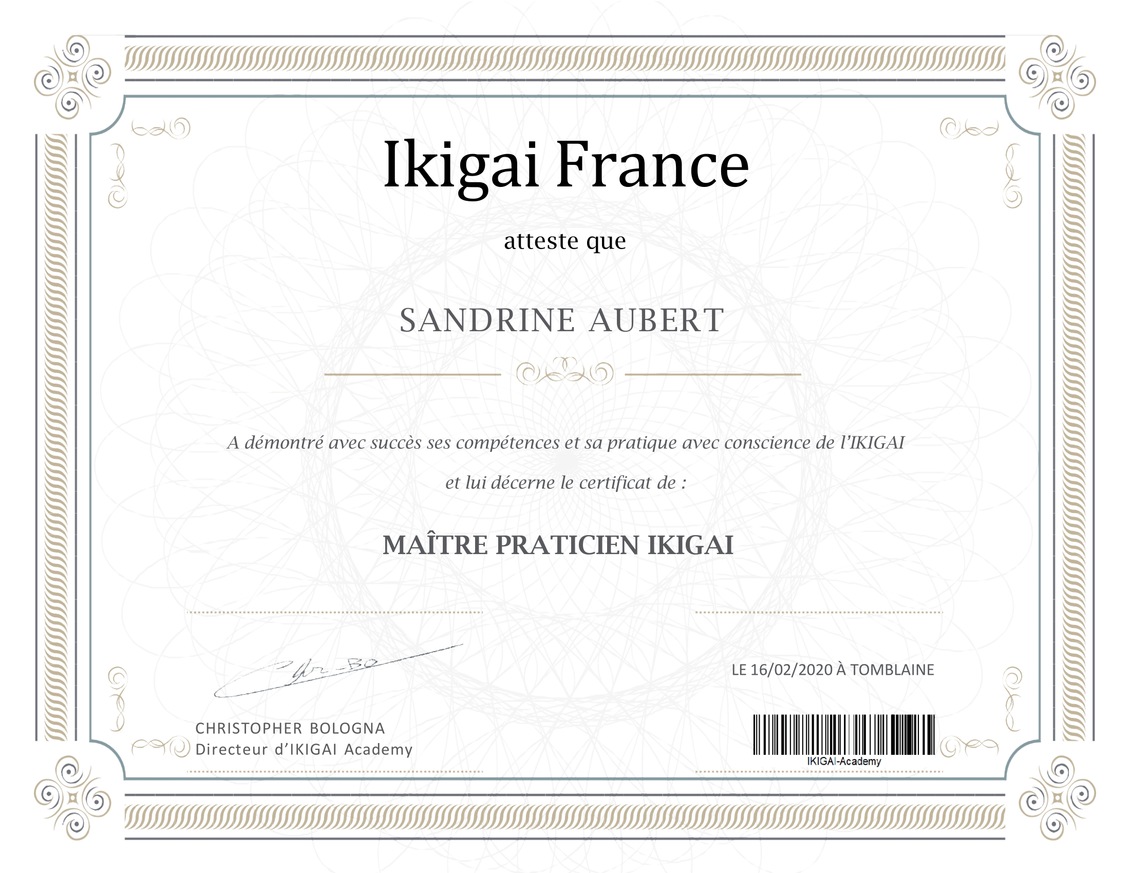 Diplome Coach Maitre praticien Alignement IKIGAI-1
